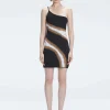 Agatha Black Knit One Shoulder Mini Dress