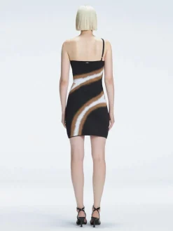 Agatha Black Knit One Shoulder Mini Dress