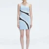 Agatha Blue Knit One Shoulder Mini Dress
