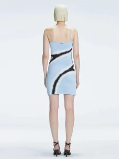 Agatha Blue Knit One Shoulder Mini Dress