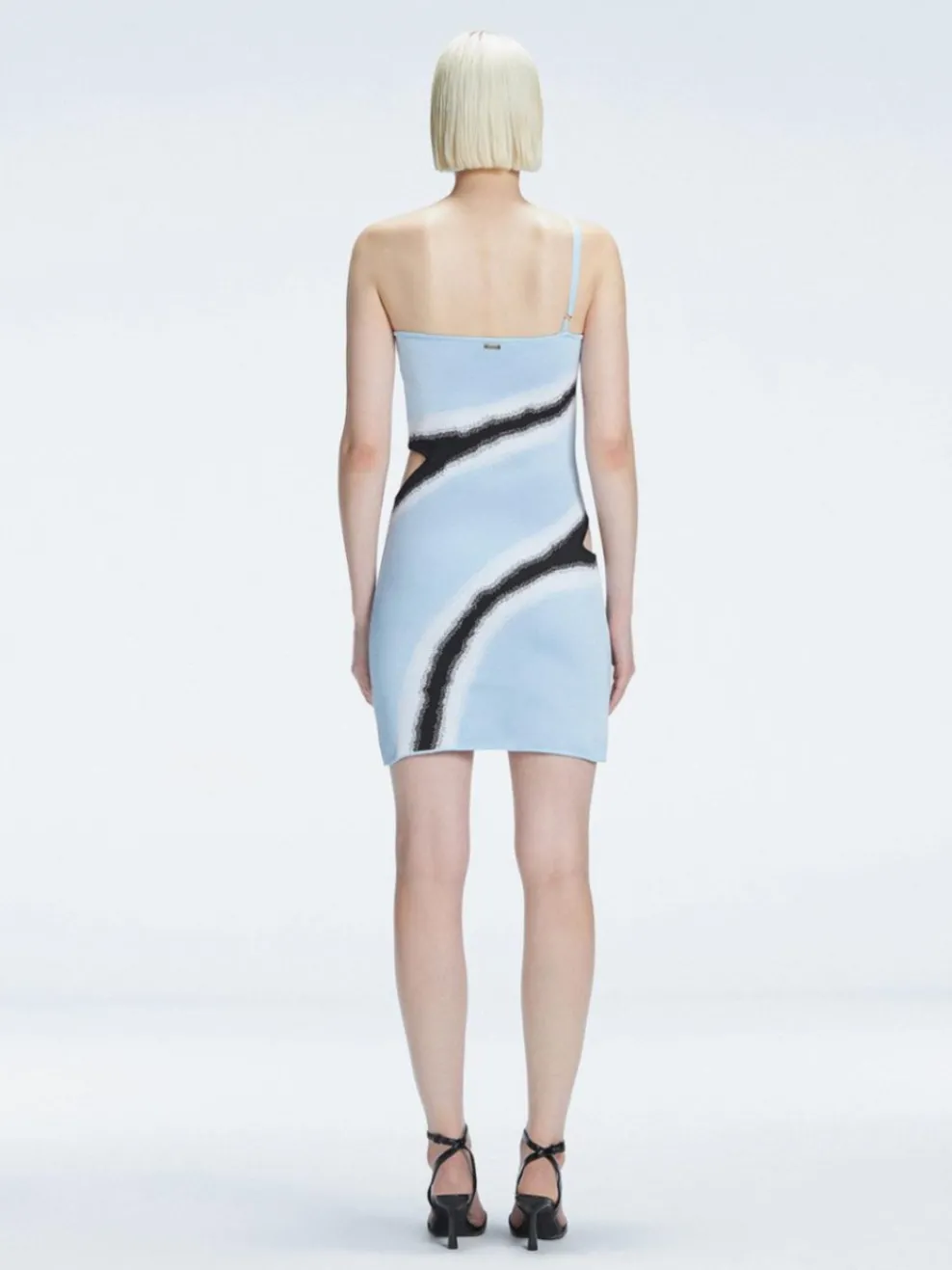 Agatha Blue Knit One Shoulder Mini Dress