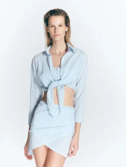 Antonia Gingham Baby Blue Skirt