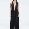 Aveline Black Sleeveless Lace Maxi Kaftan