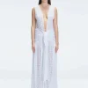 Aveline White Sleeveless Lace Maxi Kaftan