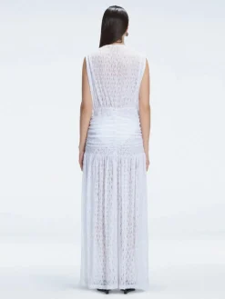 Aveline White Sleeveless Lace Maxi Kaftan