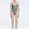 Calista Black Plunge One Piece Swimsuit