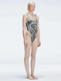 Calista Black Plunge One Piece Swimsuit