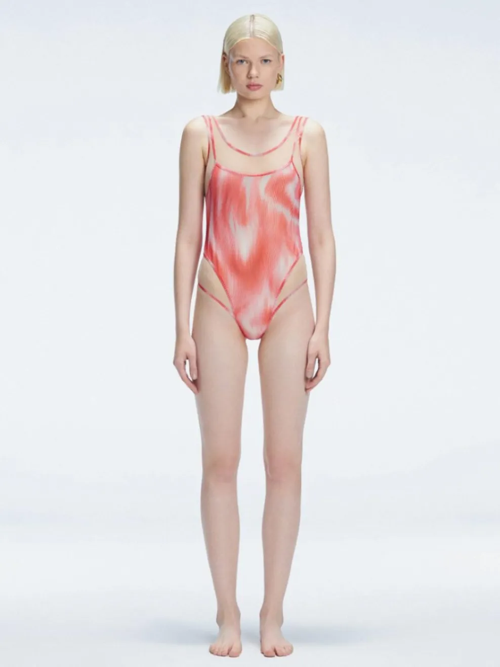 Calista Red Plunge One Piece Swimsuit