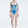 Camilla Blue Bandeau One Piece Swimsuit