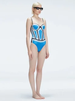 Camilla Blue Bandeau One Piece Swimsuit