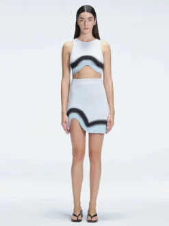 Cecilia Blue Degraded Knit Crop Top