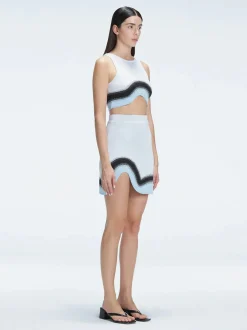Cecilia Blue Degraded Knit Crop Top