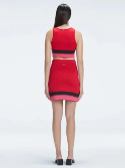 Cecilia Crop Top and Lydia Skirt Red Optical Set