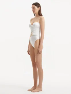 Coral White Swimsuit