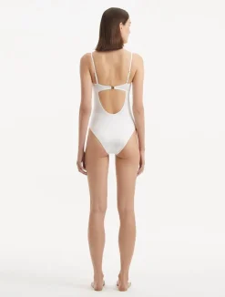 Coral White Swimsuit