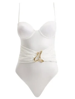 Coral White Swimsuit