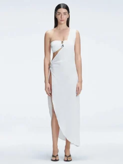 Coraline White One Shoulder Asymetrical Maxi Dress