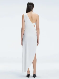 Coraline White One Shoulder Asymetrical Maxi Dress