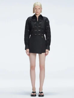 Elise Black Linen Mini Skort