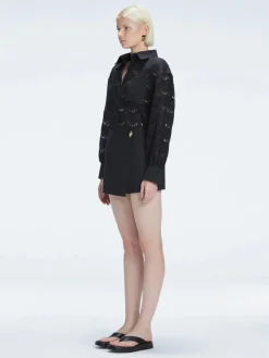 Elise Black Linen Mini Skort