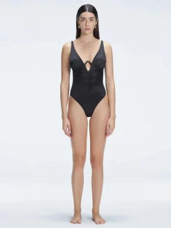 Emma V Neck Black One Piece Swimsuit