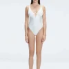 Emma V Neck White One Piece Swimsuit
