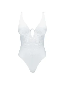 Emma V Neck White One Piece Swimsuit