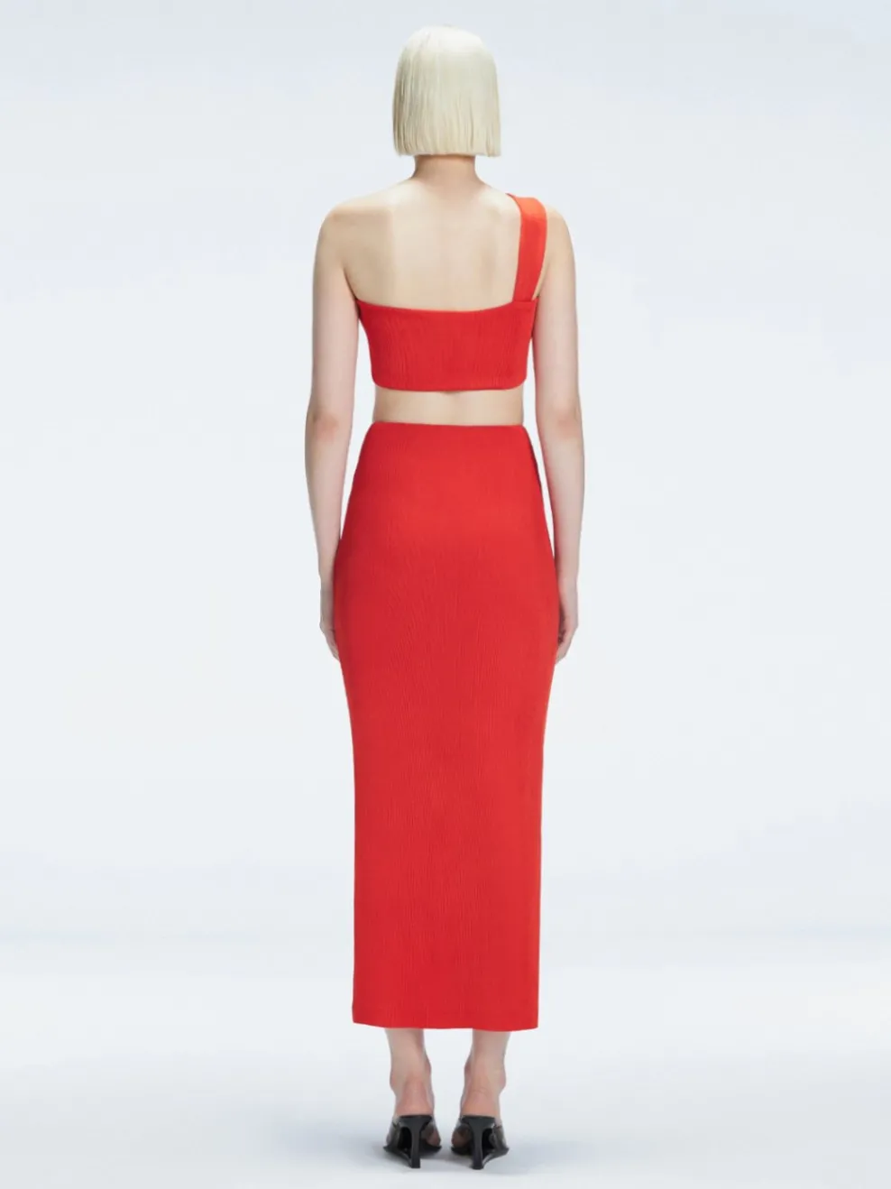 Esmeralda Red Textured Midi Skirt
