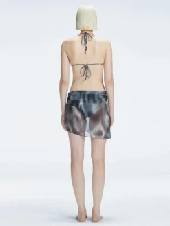 Evita Black Optical Tie Side Sarong