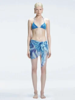 Evita Blue Optical Tie Side Sarong