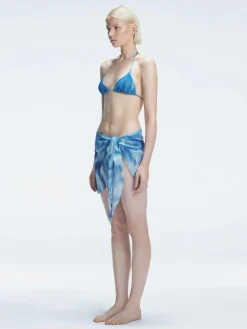 Evita Blue Optical Tie Side Sarong