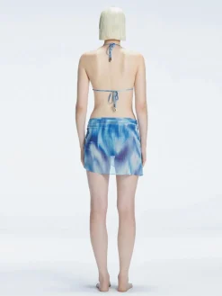 Evita Blue Optical Tie Side Sarong