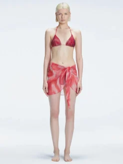 Evita Red Optical Tie Side Sarong