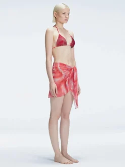 Evita Red Optical Tie Side Sarong