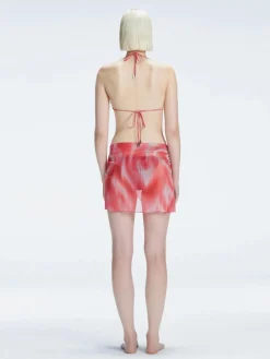 Evita Red Optical Tie Side Sarong