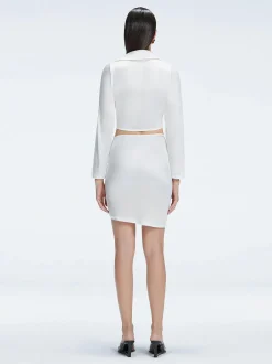 Greta Satin White Long Sleeve Tie Front Shirt