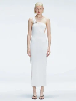 Halle White Cut Out Knit Maxi Dress