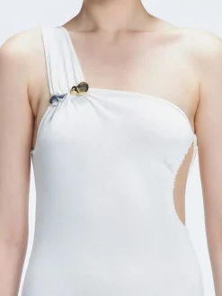 Halle White Cut Out Knit Maxi Dress