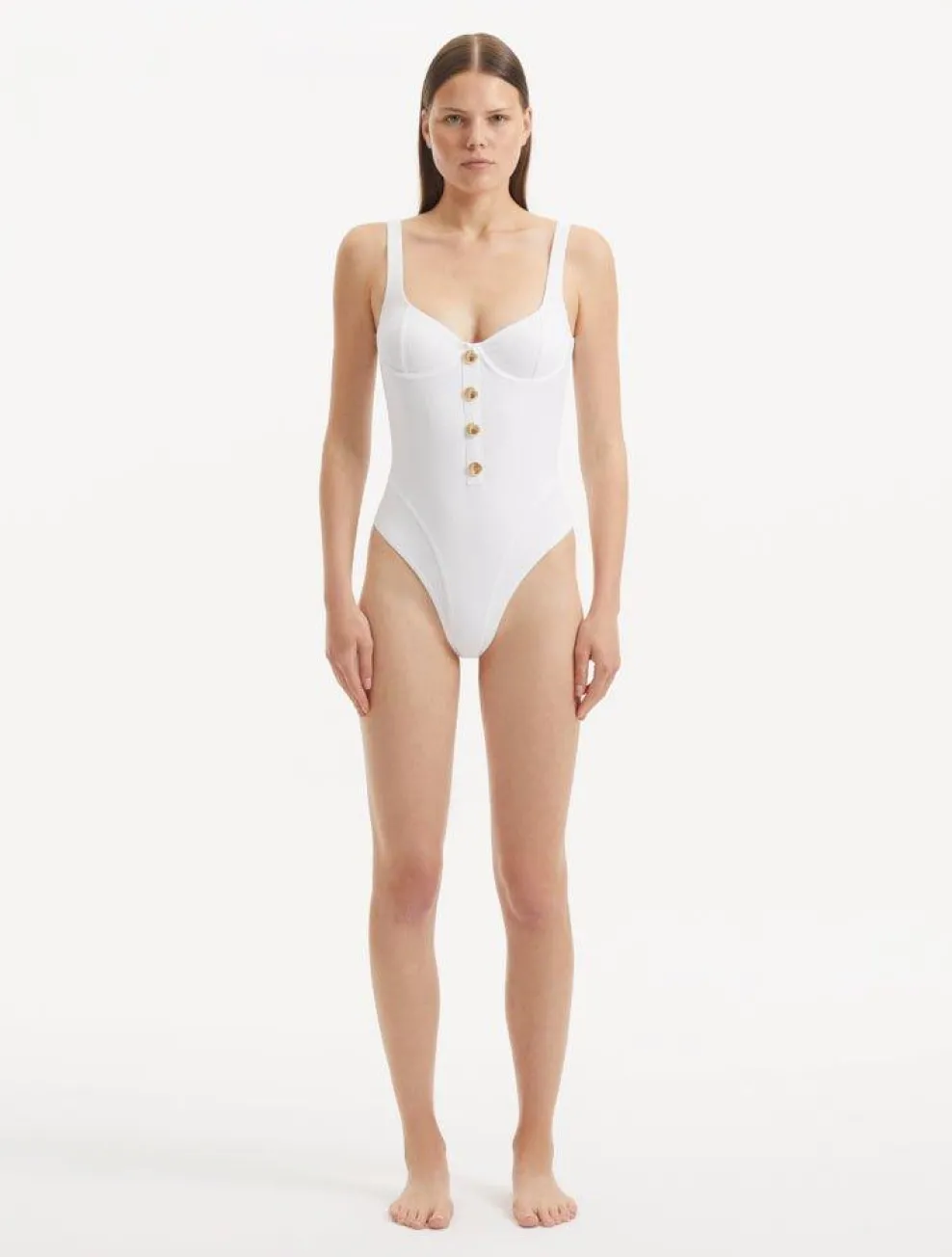 Hande Doğandemir - Reva White Swimsuit
