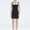 Heather Black Square Neck Knit Mini Dress