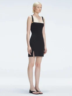 Heather Black Square Neck Knit Mini Dress