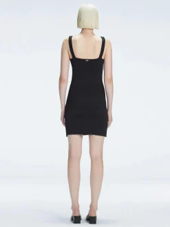 Heather Black Square Neck Knit Mini Dress
