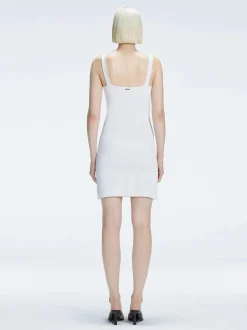 Heather White Square Neck Knit Mini Dress