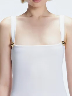Heather White Square Neck Knit Mini Dress