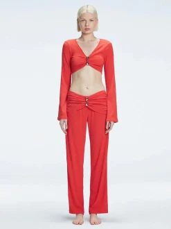 Helena Red Chrochet Accessorised Pant