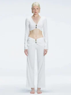 Helena White Chrochet Accessorised Pant