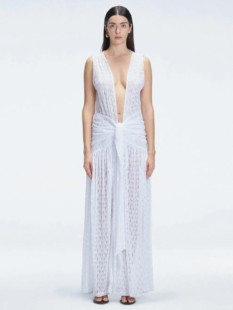 Julia Mateian - Aveline Sleeveless Lace Maxi Kaftan
