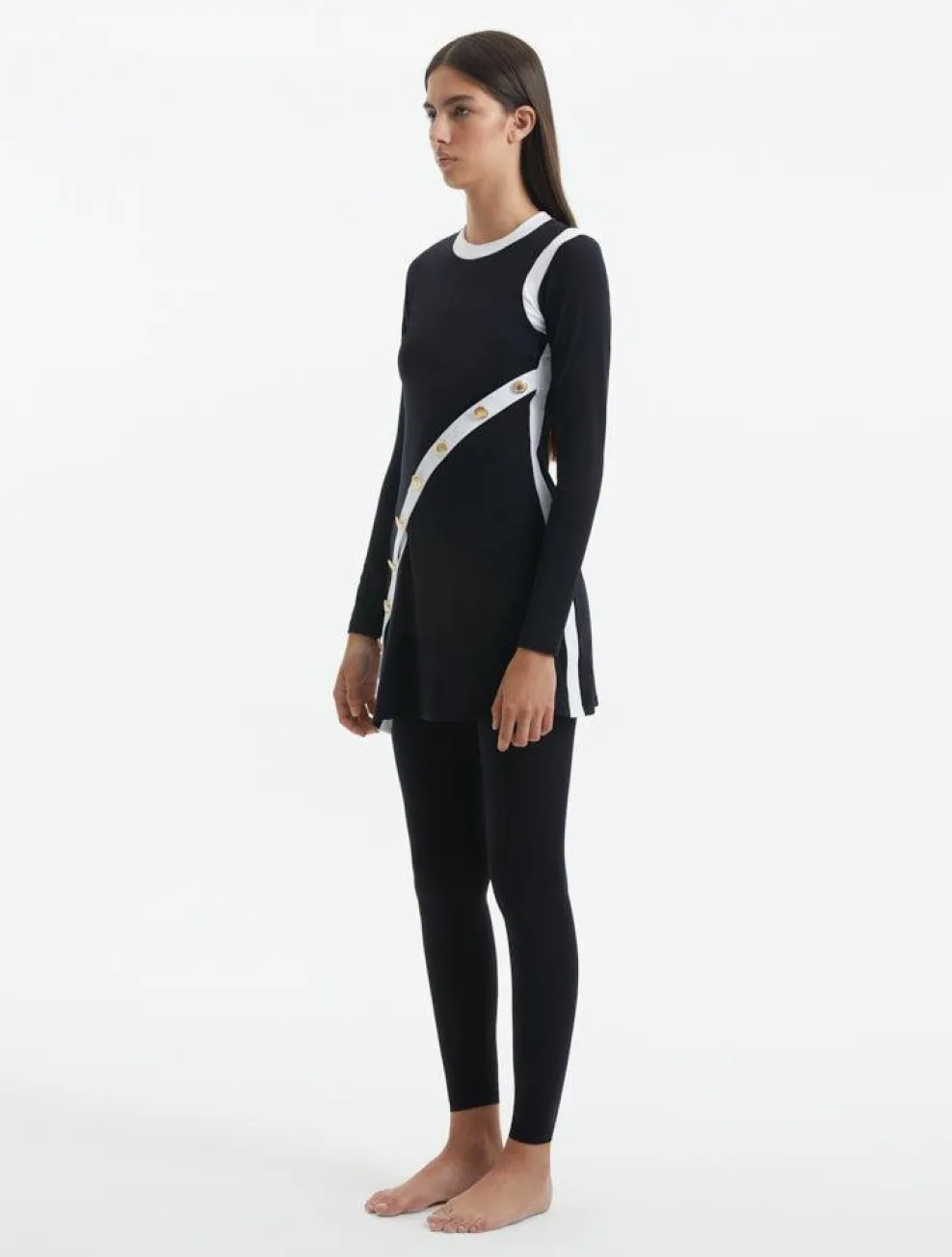 Kamaria Black Long Sleeve Accessorised Modest Swim Set