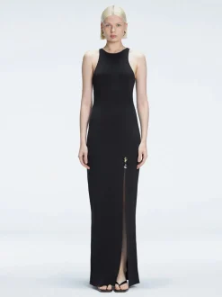 Louisa Black Halter Knit Maxi Dress