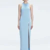 Louisa Blue Halter Knit Maxi Dress